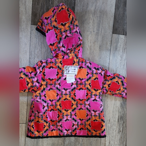Louise Beland Toddler Girls Couture Mini Red/Pink Fleece Hooded Jacket - Picture 10 of 10